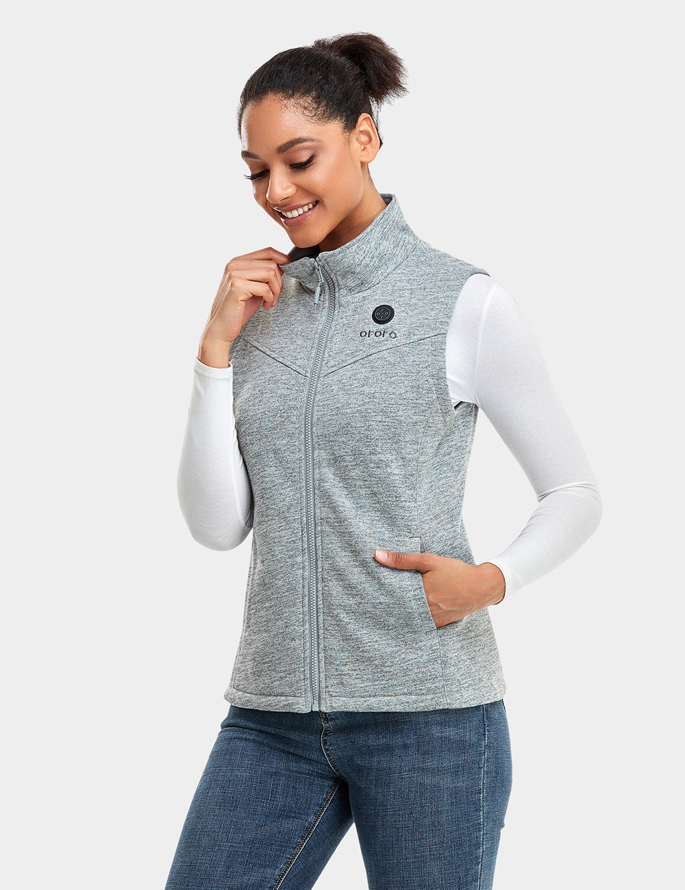 Women's Heated Fleece Vest - Gray