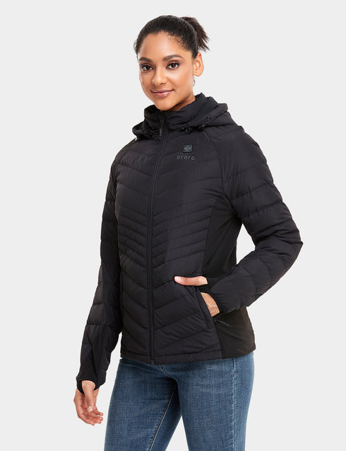 Women's Heated Down Jacket - Black view 1