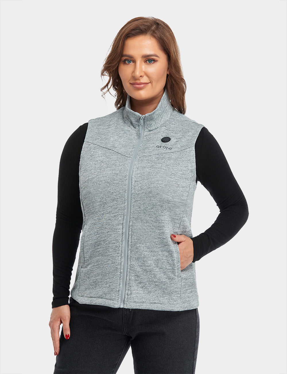 Women's Heated Fleece Vest - Gray