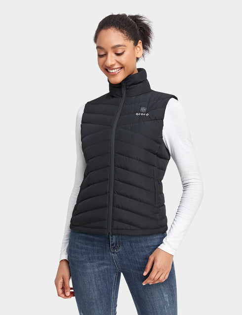 Women's Heated Lightweight Down Vest - Black view 1