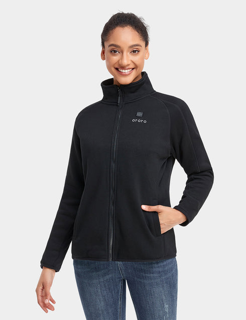 Women's Heated Full-Zip Fleece Jacket Jacket - Black view 1