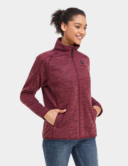 Women's Heated Full-Zip Fleece Jacket Jacket - Maroon