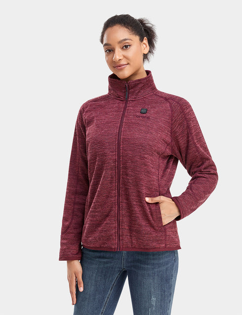 Women's Heated Full-Zip Fleece Jacket Jacket - Maroon ,view 1