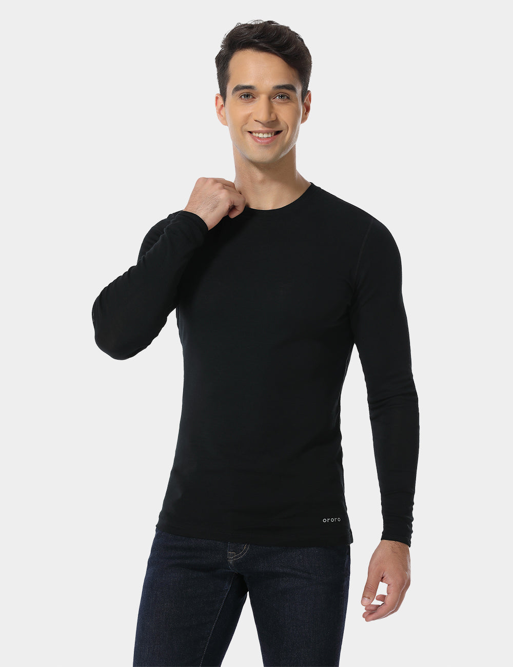 Pull à col rond en laine mérinos pour hommes, Thumbnail 2