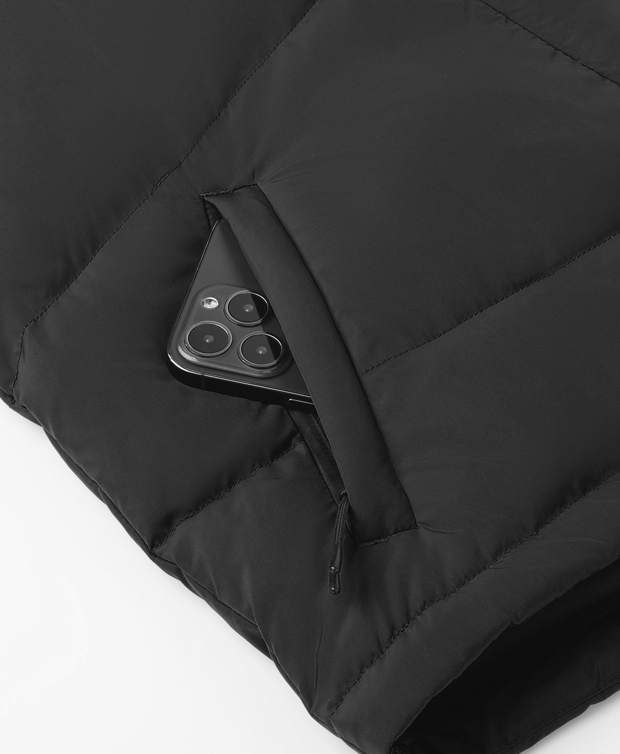 Women's Heated Cropped Puffer Down Vest - Black / Red, Thumbnail 12