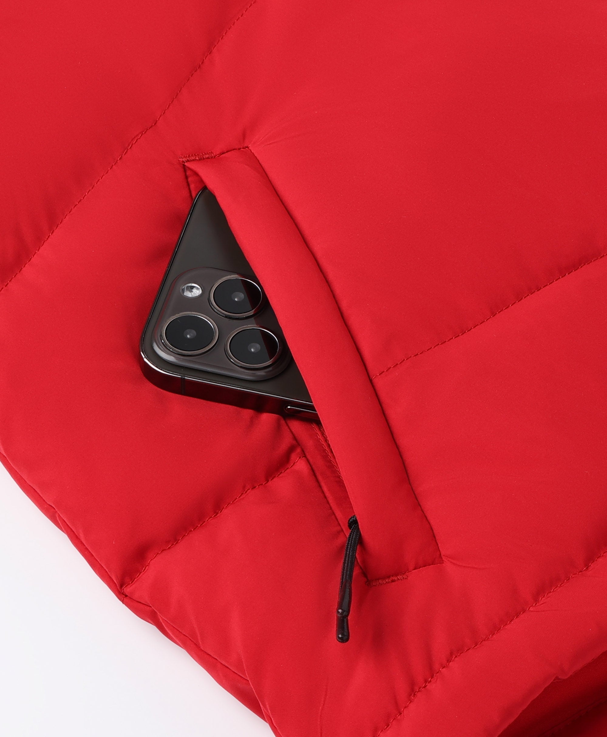 Women's Heated Cropped Puffer Down Vest - Black / Red, Thumbnail 28